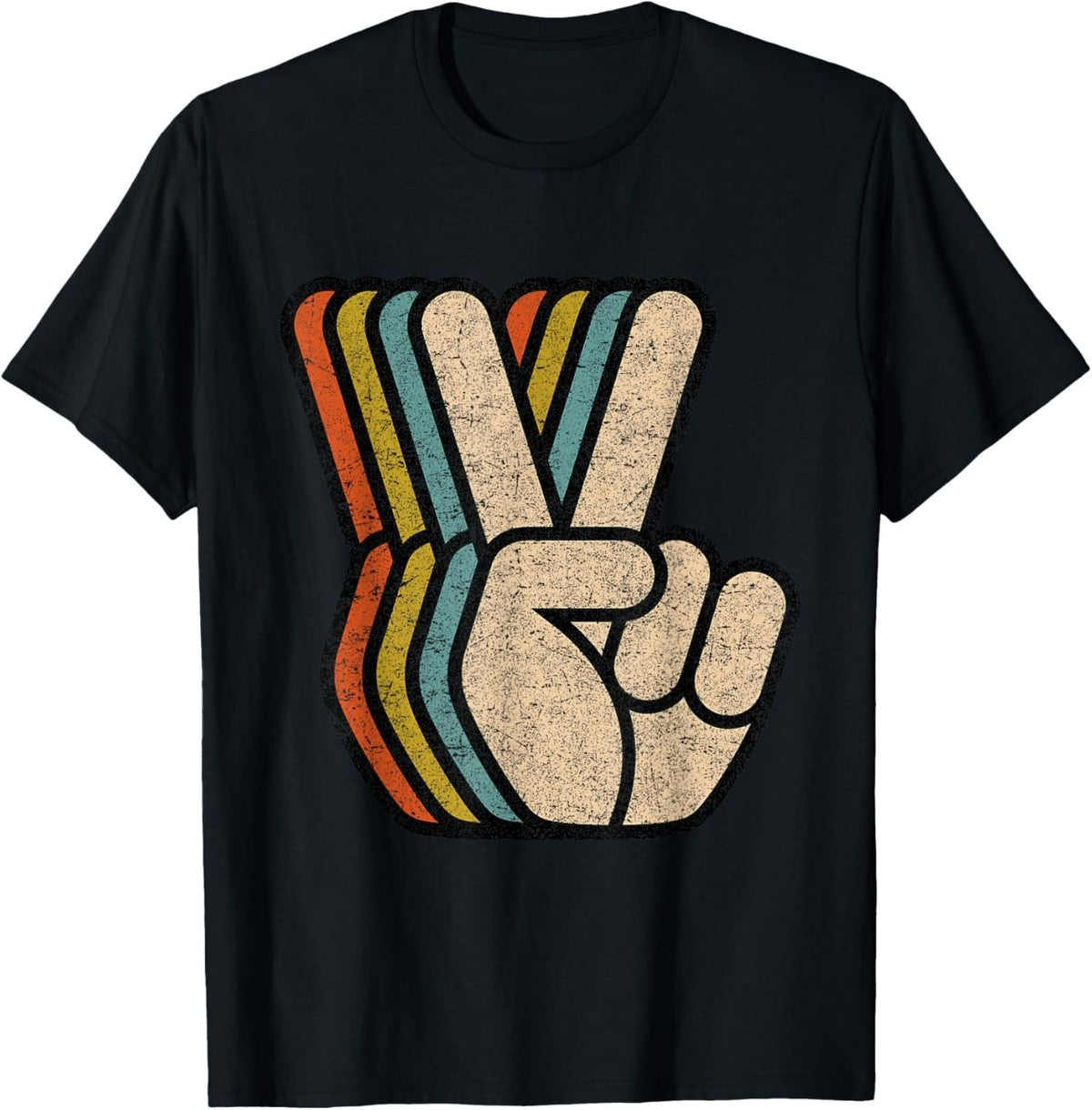 100% Cotton Retro Peace Sign V Hand Gesture T-Shirt product image 1