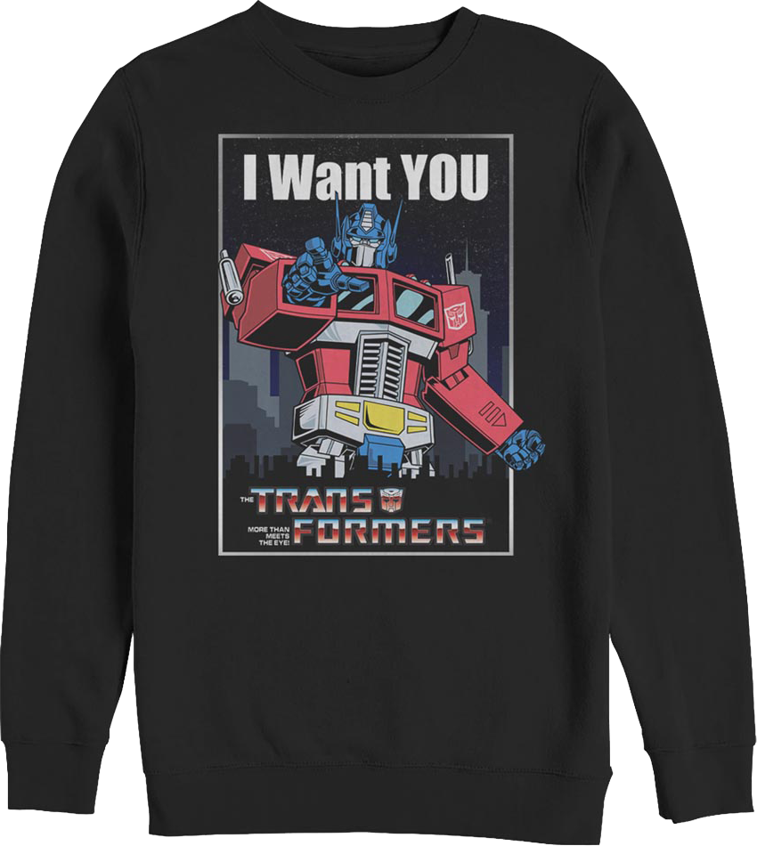 Optimus Prime I Want You Poster Transformers Sweatshirt
