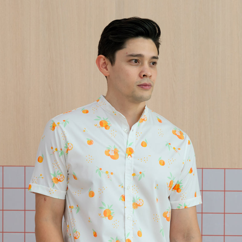 Mandarin Orange Series - Men’s Shirt In White (Classic Fit)