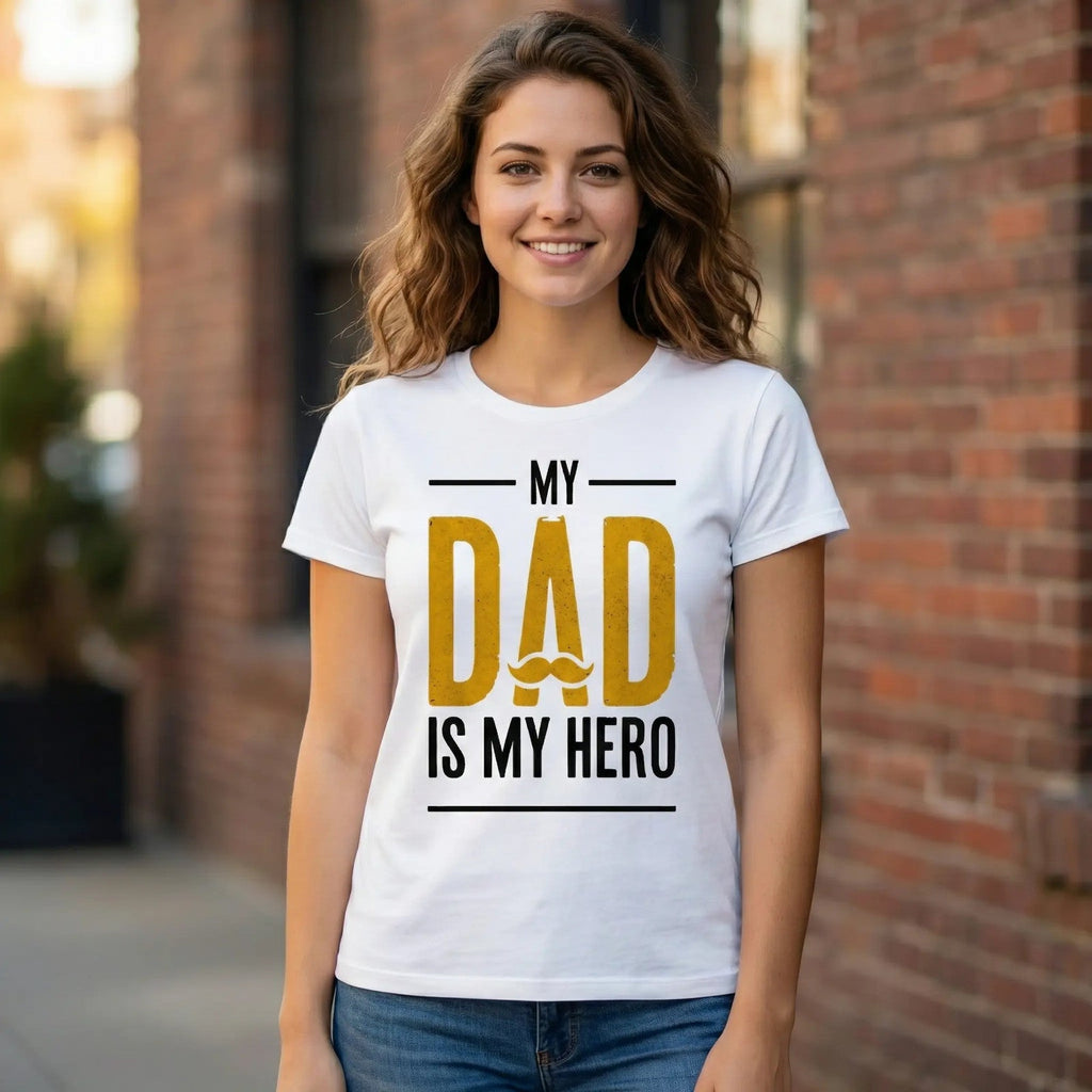 My Dad Is My Hero T-Shirt Vintage Graphic Tee Mustache product image 4