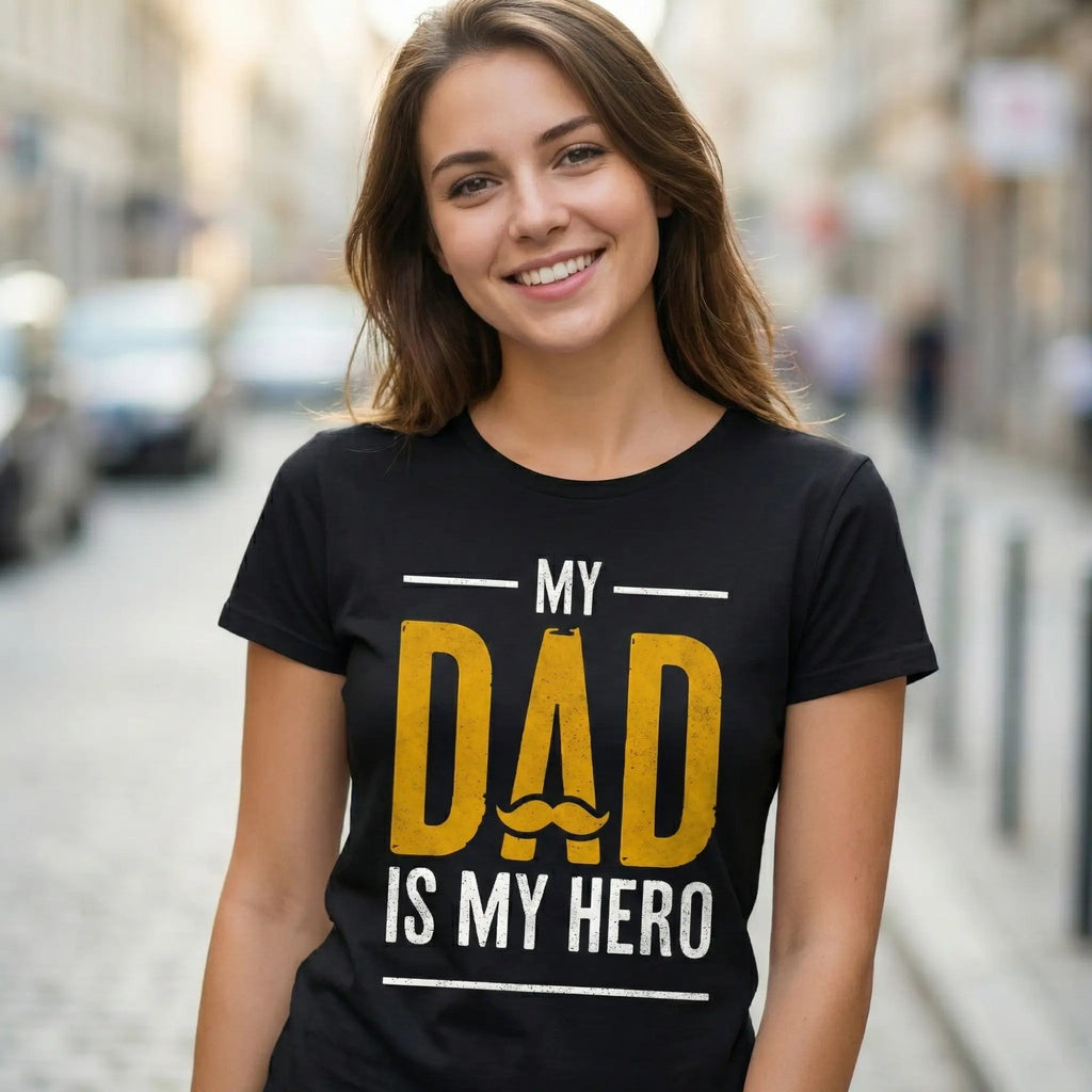 My Dad Is My Hero T-Shirt Vintage Graphic Tee Mustache product image 3