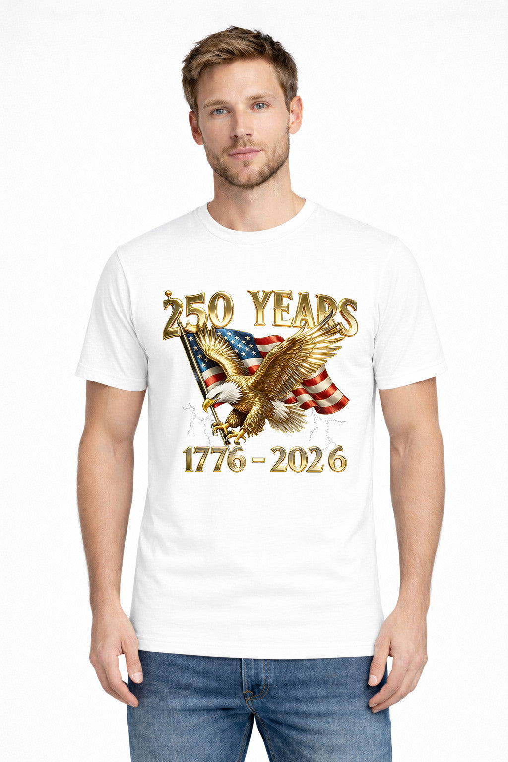 250 Years 1776-2026 Patriotic Eagle American Flag T Shirt product image 5
