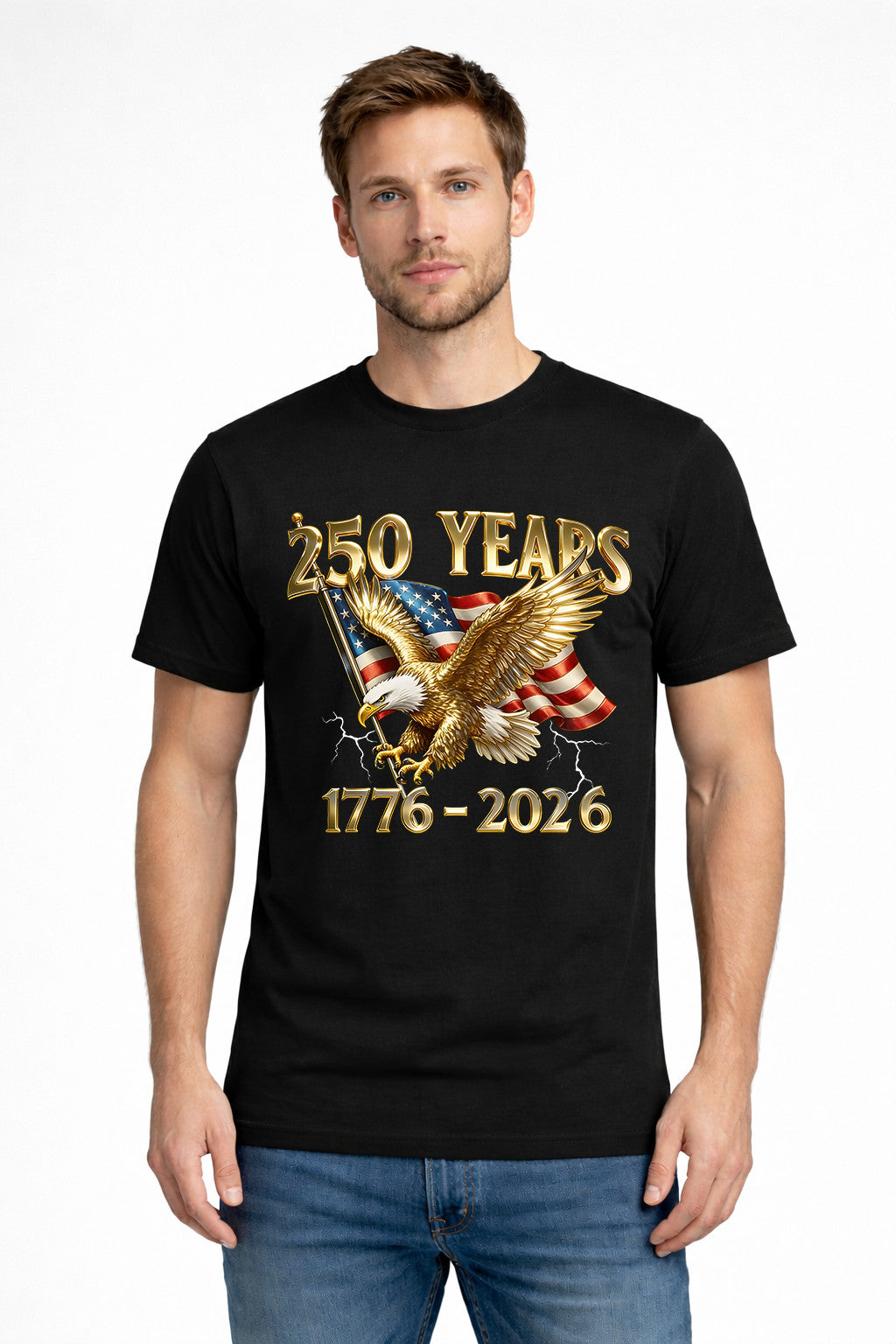 250 Years 1776-2026 Patriotic Eagle American Flag T Shirt product image 2