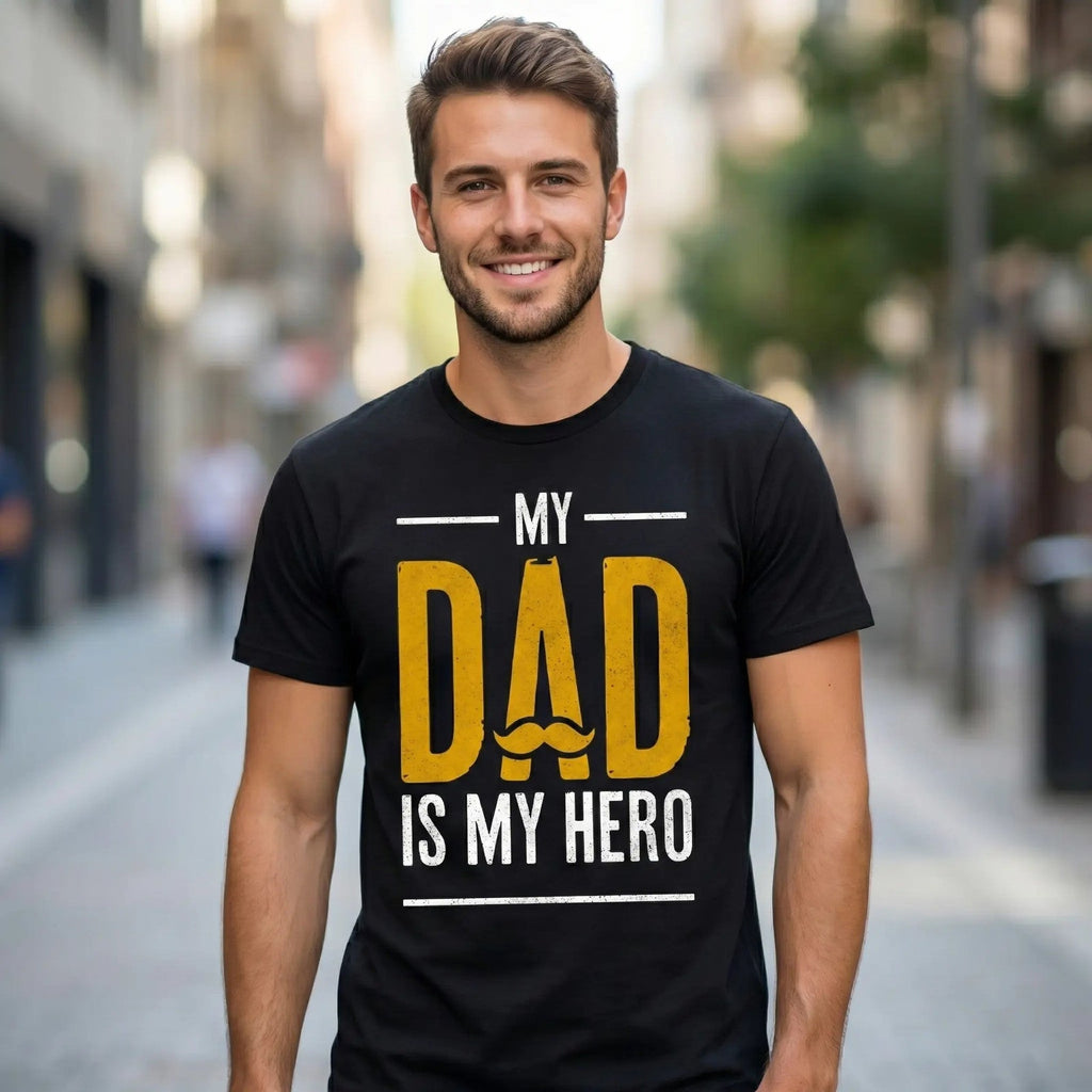 My Dad Is My Hero T-Shirt Vintage Graphic Tee Mustache product image 5