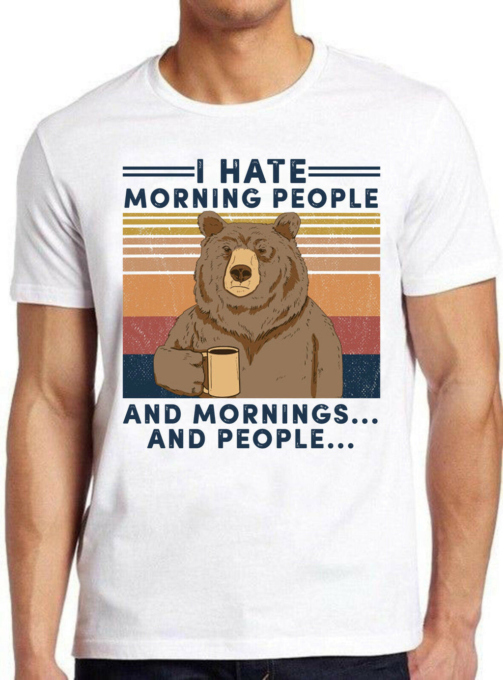 I Hate Morning People And Mornings Camping Bear Gift Tee T product image 1