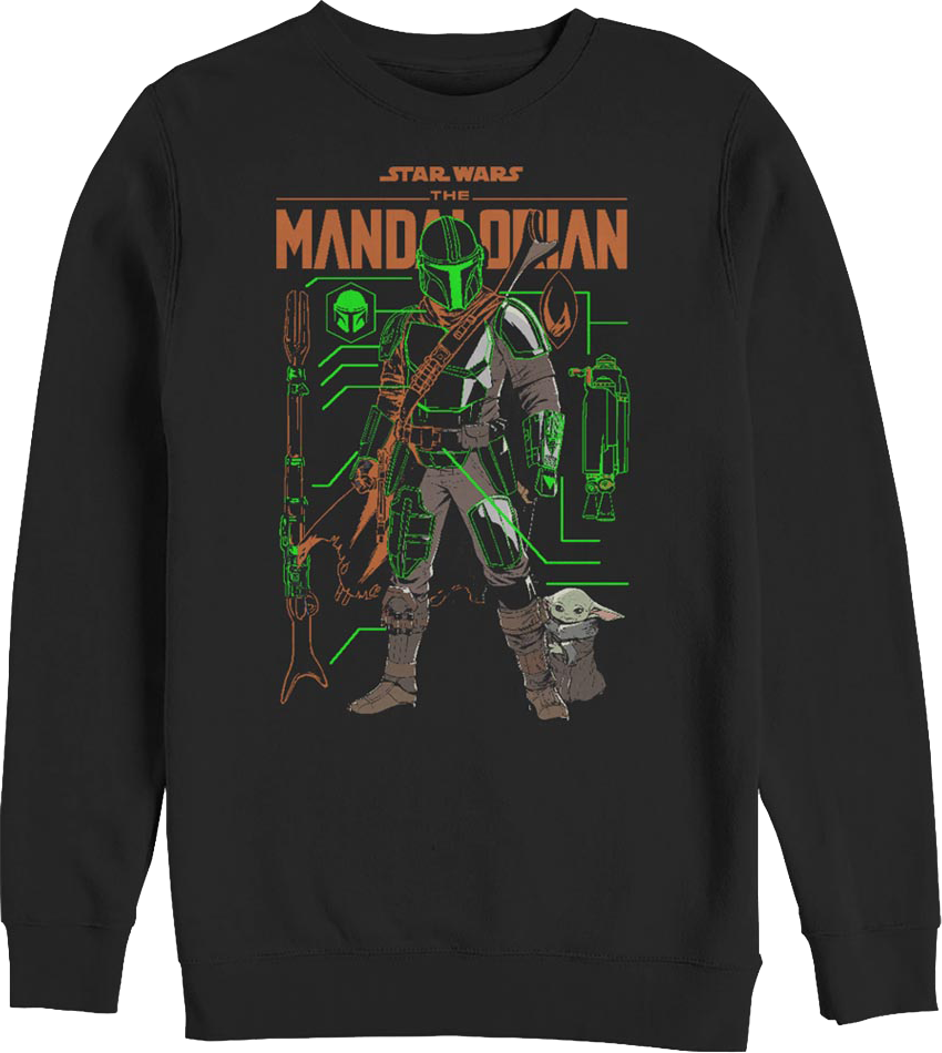 The Mandalorian And Child Outlines Star Wars Sweatshirt product image 1
